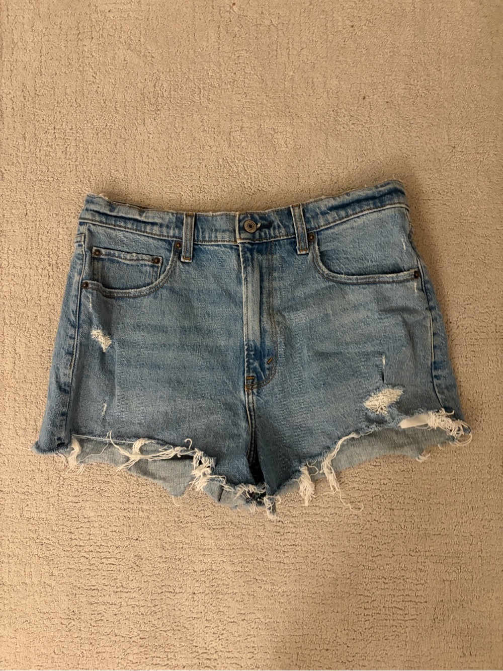 Light Blue Distressed Denim Shorts